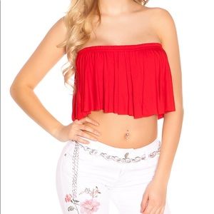 RED BANDEAU CROP TOP, GORGEOUS